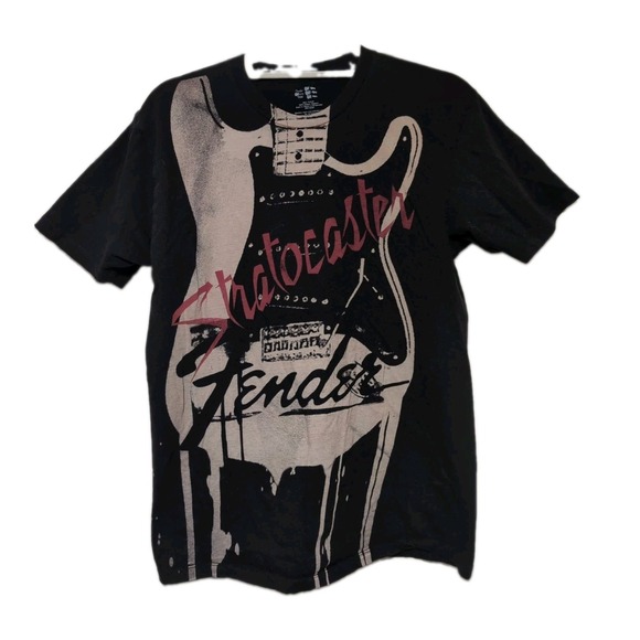 Fender Other - Fender Stratocaster Graphic Guitar Y2K Black Grunge T Shirt Mens M